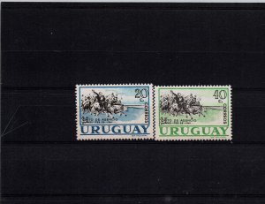 Uruguay #674-75 art paintung horse cavalry charge revolution MNH