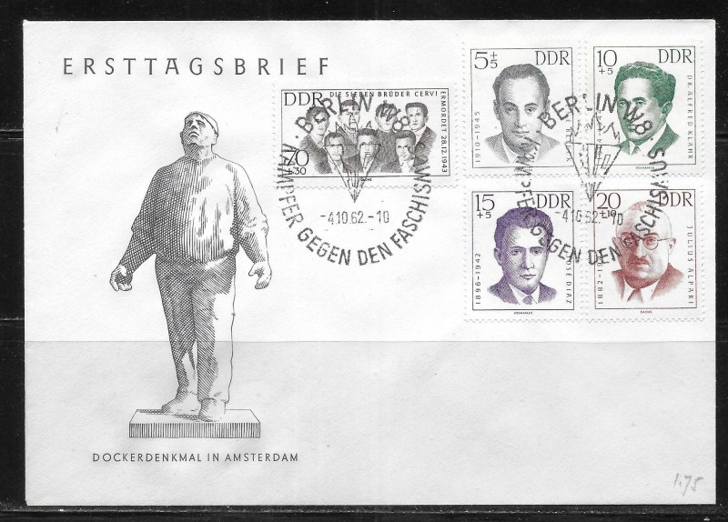 DDR German Democratic Republic 1962 FDC's B84-88, B91a, B93-97