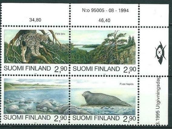 Finland 1995 #960 MNH. Nature protection, animals, block