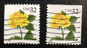 US #3049 Used - Yellow Rose 32c 1996 (2 copies)
