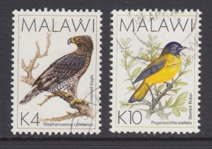 Malawi Sc 532, 533A used. 1988-94 Birds, 4k & 10k definitives, fresh, bright, VF