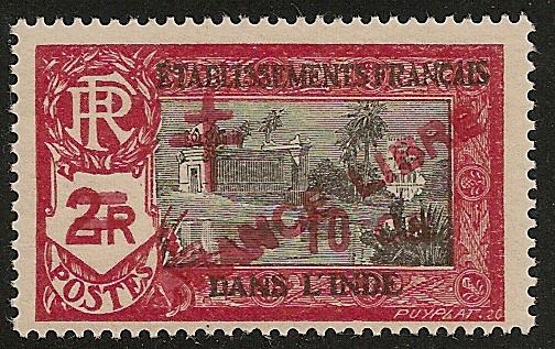 French India #202 VF NH 1943 10ca on 2r Kali Temple