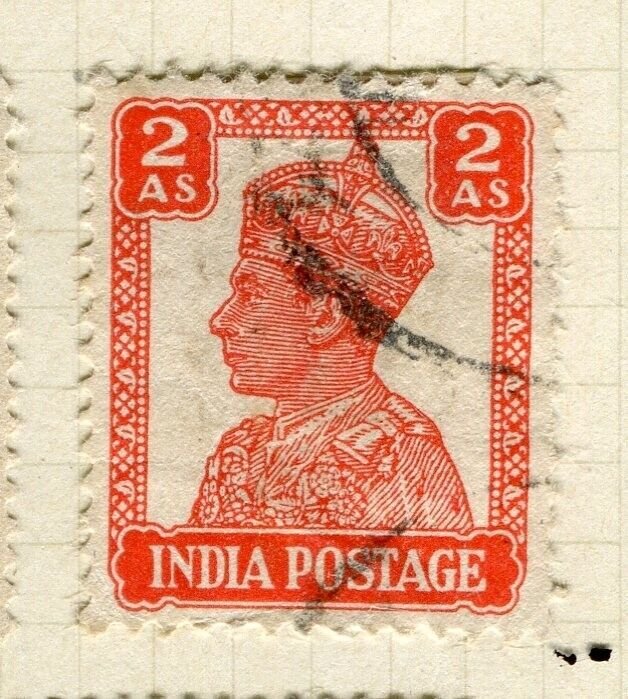 INDIA; 1938 early GVI portrait issue fine used 2a. value