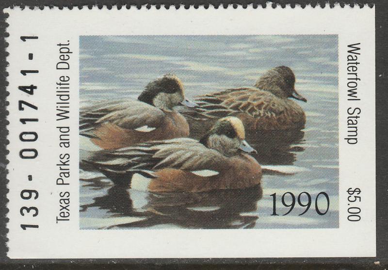 U.S.-TEXAS 10, STATE DUCK HUNTING PERMIT STAMP. MINT, NH. VF