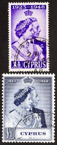 Cyprus Stamps # 158-9 Used VF Scott Value $78.00