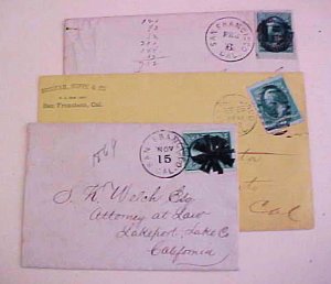 US  CALIFORNIA SAN FRANCISCO P 2 DIFF. , #2 & CROSS ROADS 4 DIFF. 1870's