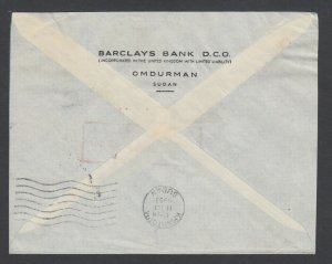 Sudan 1955 50m Meter Mail Barclays Bank cover, OMDURMAN to AMSTERDAM, sound