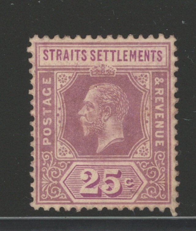 Straits Settlements 1912 King George V 25c Scott # 161 MH