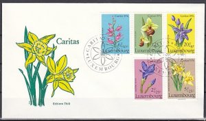 Luxembourg, Scott cat. B308-B312. Flowers & Orchid issue. First day cover.  ^