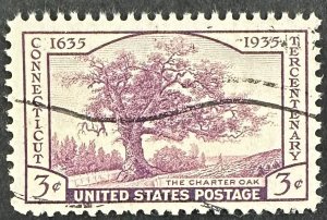 US #772 Used F/VF 3c Connecticut Charter Oak 1935 [B3.8.3]