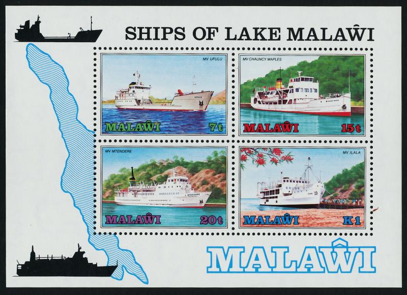 Malawi 469a MNH Ships on Lake Malawi, Map