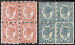 QUEENSLAND 1895 QV 1D AND 2D */** BLOCKS