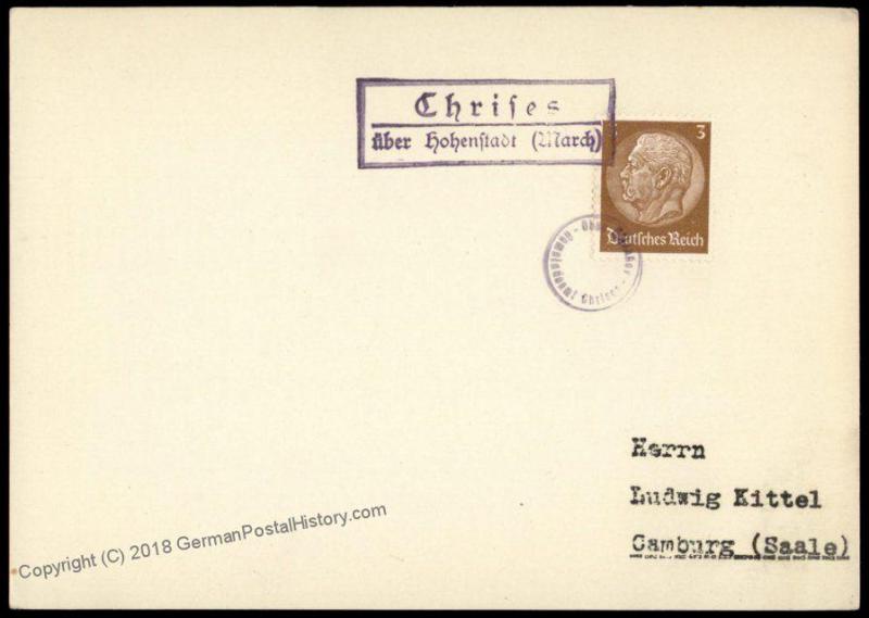 Germany Sudetenland 1938 Chrieses Annexation Provisional Cover 73177