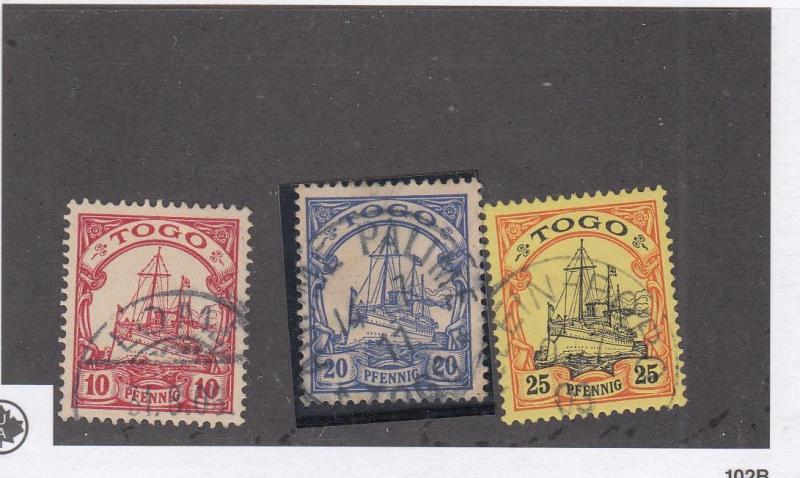 GERMAN OFFICES TOGO # 9-11 VF-SUPERB SON CANCELS AGOMEPALIME  COLLECTED FOR PMKS