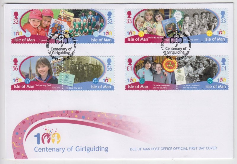 Isle of Man -  2009,  Girl Guiding  set of 8,  on FDC