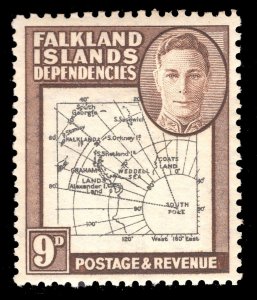 MOMEN: FALKLAND ISLANDS DEP. SG #G7c ERROR SOUTH POKE MINT OG H £170 LOT #65025