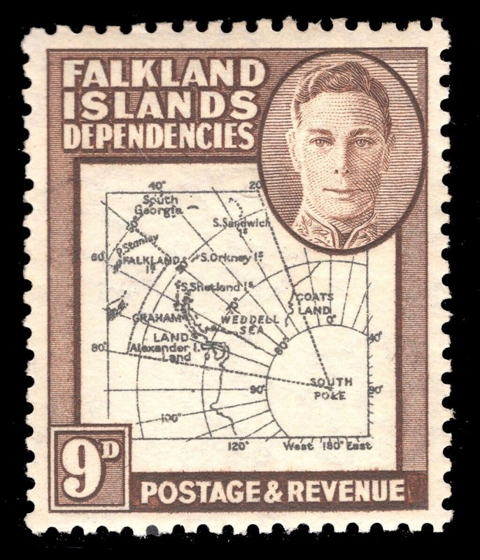 MOMEN: FALKLAND ISLANDS DEP. SG #G7c ERROR SOUTH POKE MINT OG H £170 LOT #65025