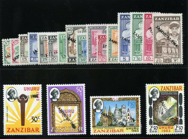 Zanzibar 1964 QEII set complete superb MNH. SG 394-413. Sc 285a-304b.