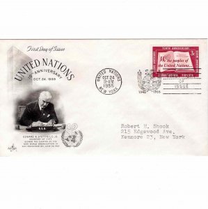 United Nations 1955 FDC Sc 35 Edward Stettinius UN First Day Cover Artcraft