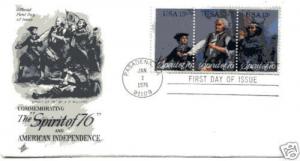 1629-31 Spirit of '76 Strip of 3 ArtCraft (HC)  FDC