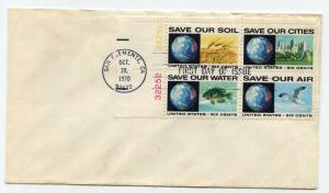 1410-3 Anti-Pollution, uncacheted, plate block, FDC