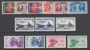 Turkey Sc 817/996 MNH. 1939-1949 issues, 3 cplt sets, VF