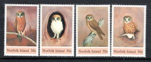 NORFOLK ISLAND 343a-d MNH VF Owls