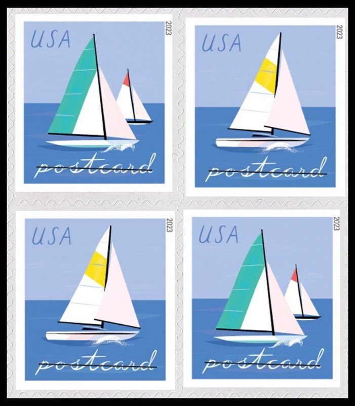 US 57605761 5761a Sailboats postcard rate block (4 stamps) MNH 2023