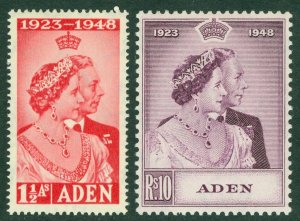 SG 80/1. 1948 Silver wedding set of Aden. Fine lightly mounted mint CAT £40