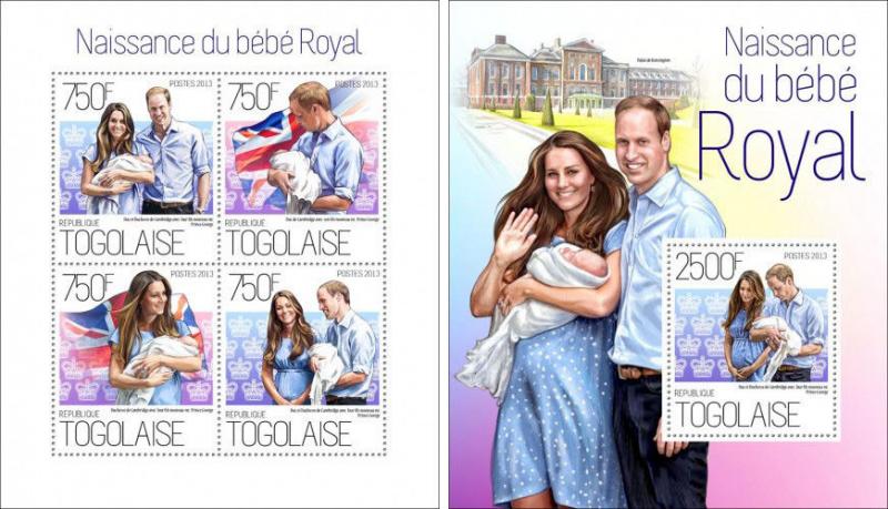 Great Britain Family Prince George William Kate Middleton Togo MNH stamp set