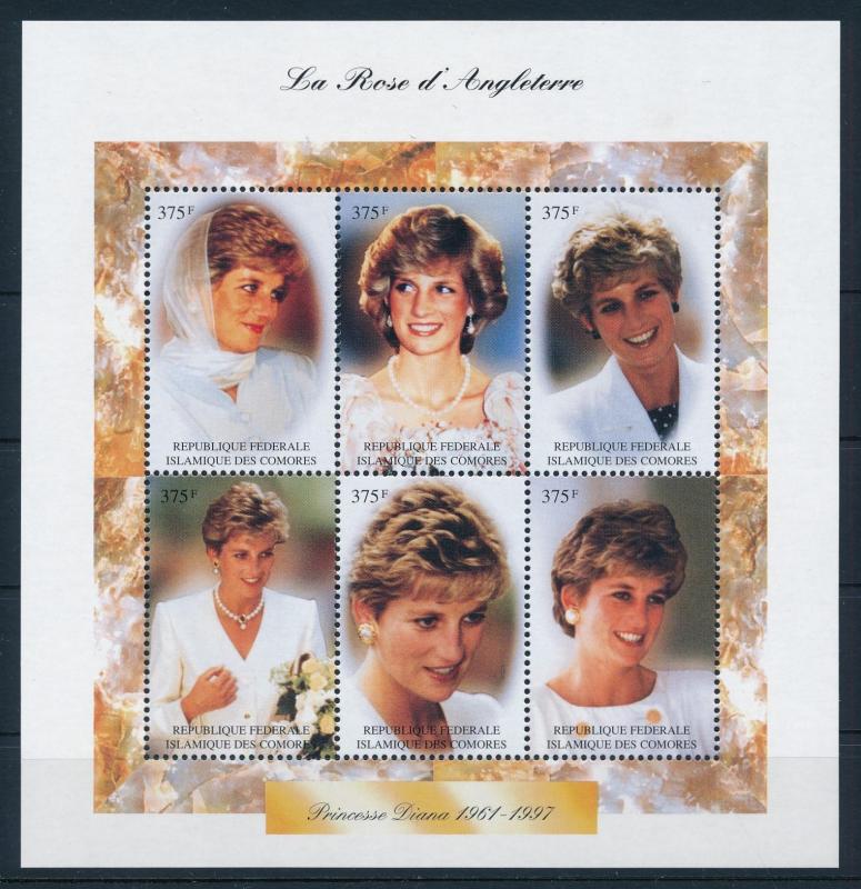 [95310] Comores Comoros 1997 Royalty Princess Diana England Rose Sheet MNH