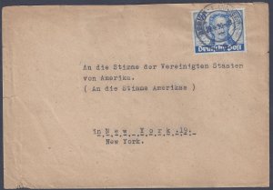 GERMANY BERLIN TO US 1950 FAUST 30pf Sc 9N63 ON COMMERCIAL COVER TO NEW YORK