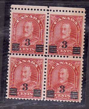 Canada-Sc#191a- id9-unused NH 3c on 2c KGV provisional block of 4-Die I-1932-
