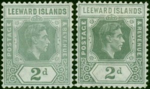 Leeward Islands 1938-42 2d Both Shades SG103 & 103b Fine LMM (2)