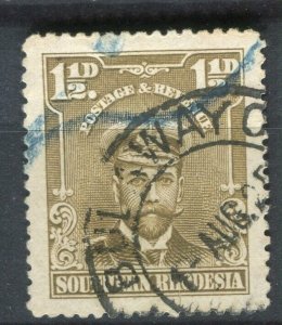 RHODESIA; 1913-22 early GV Admiral issue used Shade of 1.5d. Postmark