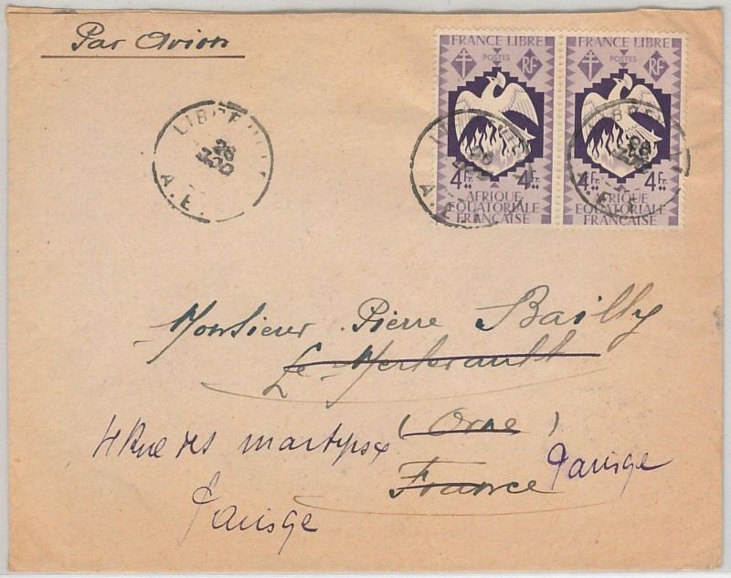 Afrique équatoriale française -  POSTAL HISTORY - AIRMAIL COVER to FRANCE 1945