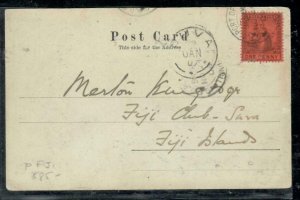 TRINIDAD COVER (P0407B) 1907 1D ON PPC SENT TO FIJI ISLANDS WITH SUVA RECEIVAL!! 