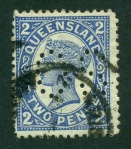Australia Queensland 1907 official #133 U Perfin OS B...