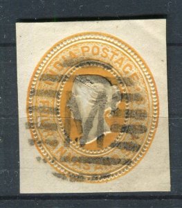 INDIA; 1880s classic QV 4a. 6p. fine POSTMARK Stationary Piece, Madras