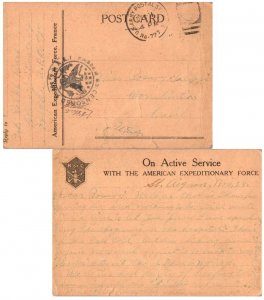 United States A.E.F. World War I Soldier's Free Mail 1918 U.S. Army Postal Se...