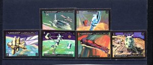 AJMAN 1972 SPACE RESEARCH SET OF 6 STAMPS MNH