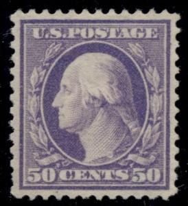 US #341 50¢ violet, p. 12, wmk 191, og, LH, XF/Superb