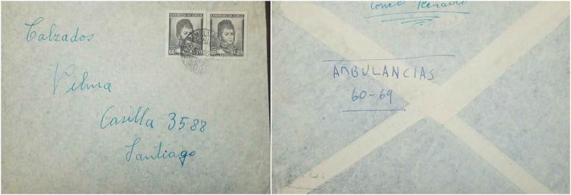 O) 1950 CHILE, OÂ´HIGGINS 60 CTS, AMBULANCIAS 60 69, TO SANTIAGO, XF