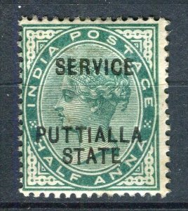 INDIA; PATTIALLA 1885 classic QV SERVICE Optd. issue Mint Shade of 1/2a. value