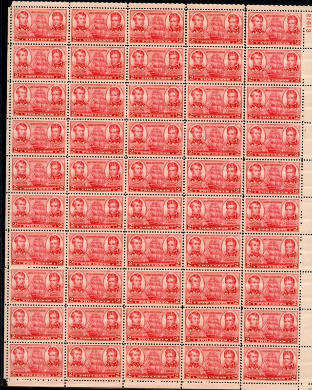 UNITED STATES  SCOTT #791 NAVY COMPLETE  SHEET BUT SEPARATED  MINT NH