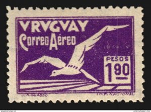 Uruguay air mail Art Deco Bird $1.90 Superb Centrated MLH very scarce