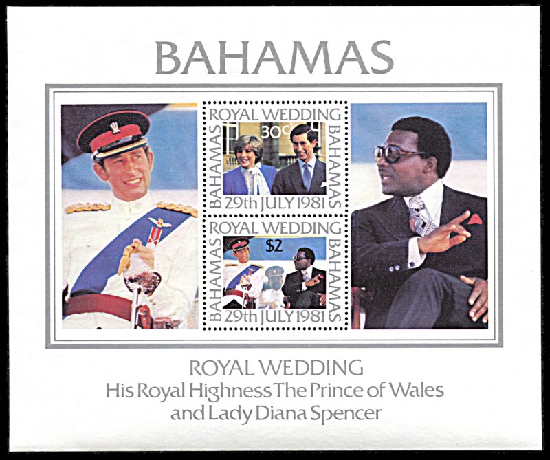 Bahamas 491a, MNH, Charles and Diana Royal Wedding souvenir sheet