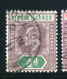 BRITISH VIRGIN ISLANDS; 1904 early Ed VII issue fine used 1/2d. value