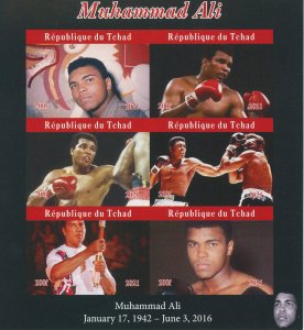 Muhammad Ali Stamps Chad 2021 MNH Boxing Sports Famous People 6v IMPF M/S