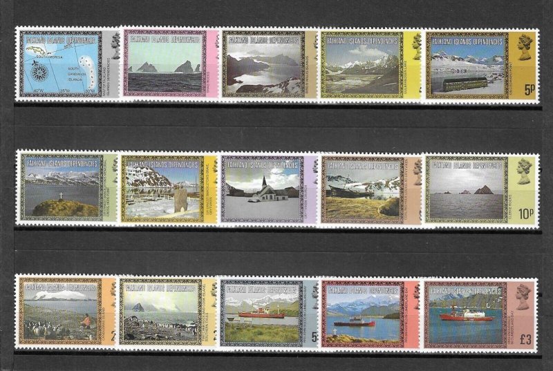 FALKLAND ISLAND DEPENDENCIES 1980 SG 74a/88a MNH Cat £8.75
